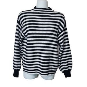 Anthropologie Sweater XS Line & Dot Sydney Balloon Sleeve Striped Black Casual
